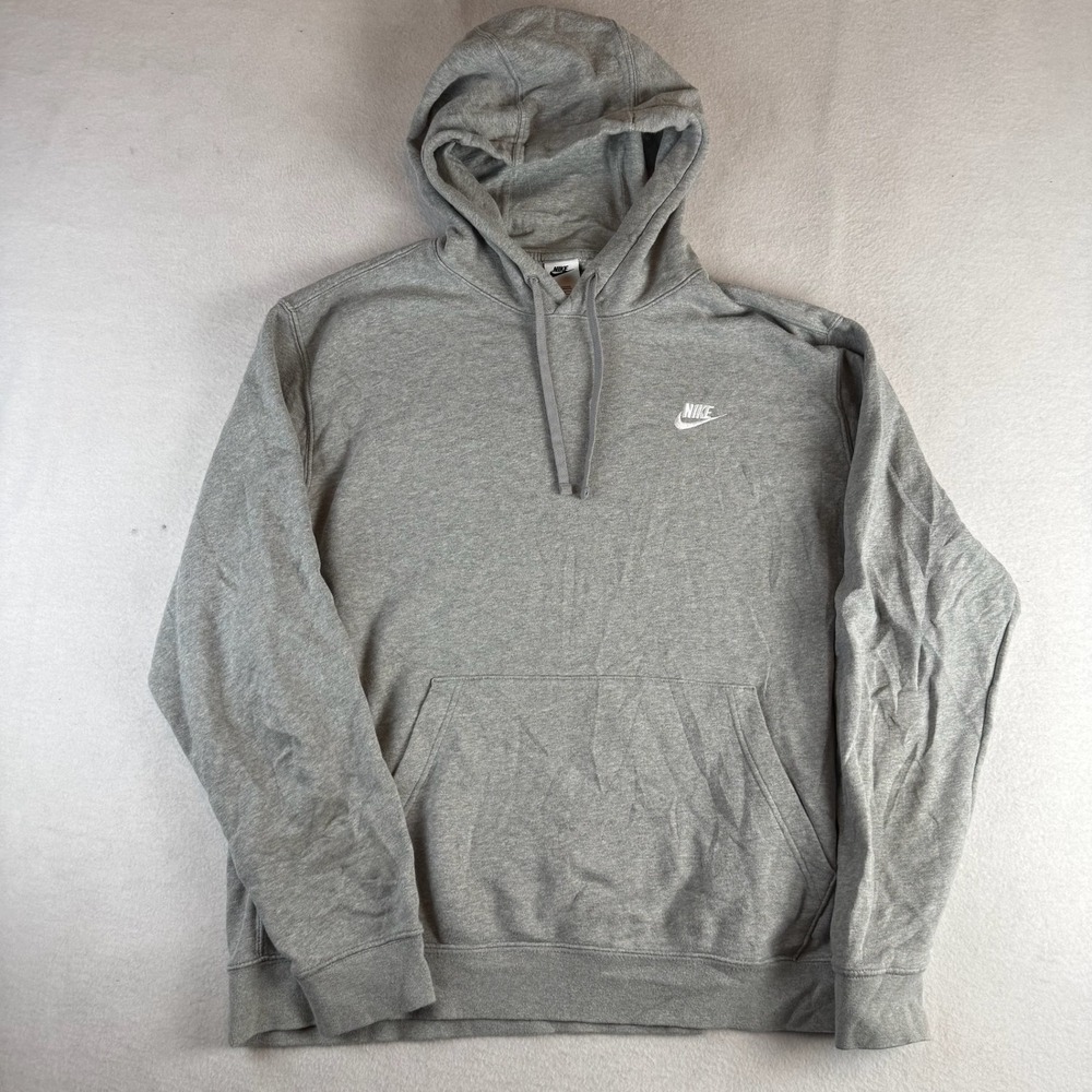 Nike Sportswear Club Fleece Hoodie Mens XL Tall Heather Grey Pullover Futura